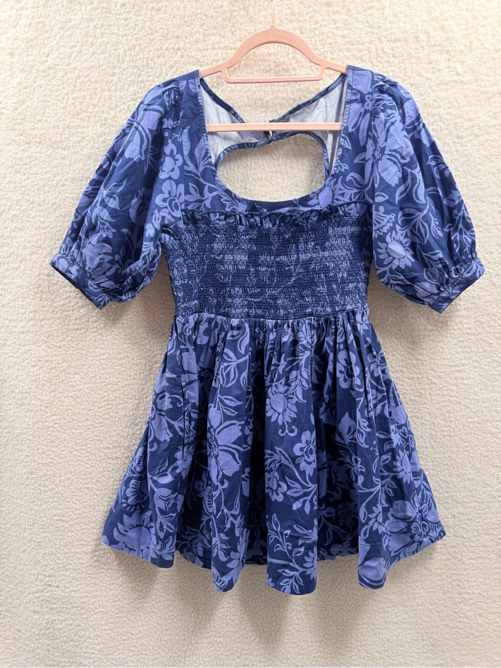 Free People Dear Delilah Mini Dress in Blue Skies Combo Size M New